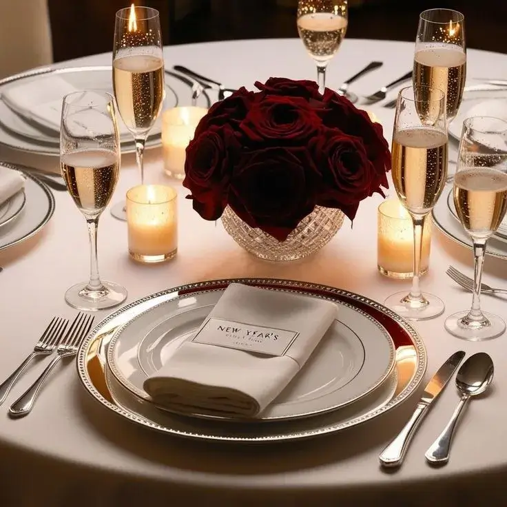 Elegant table setting with candles and fine china