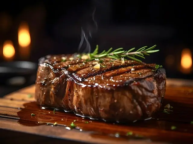 Filet Mignon with truffle mashed potatoes and red wine reduction